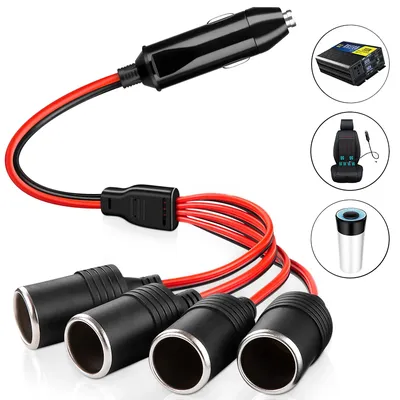 1 bis 4 Auto-Zigarettenanzünder-Splitter, Buchse, Stecker, Netzteil, 4-Wege-Anschluss für Image