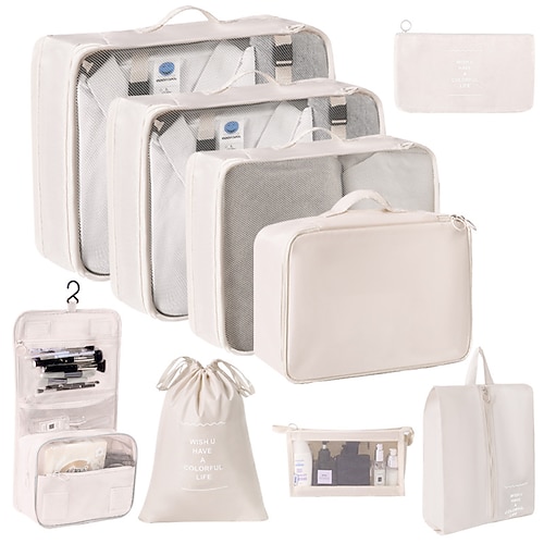 set di cubi di compressione per l'imballaggio da viaggio, borse pieghevoli per l'organizzazione dei bagagli, beauty case portatile e beauty case, custodie multifunzionali per riporre i vestiti per