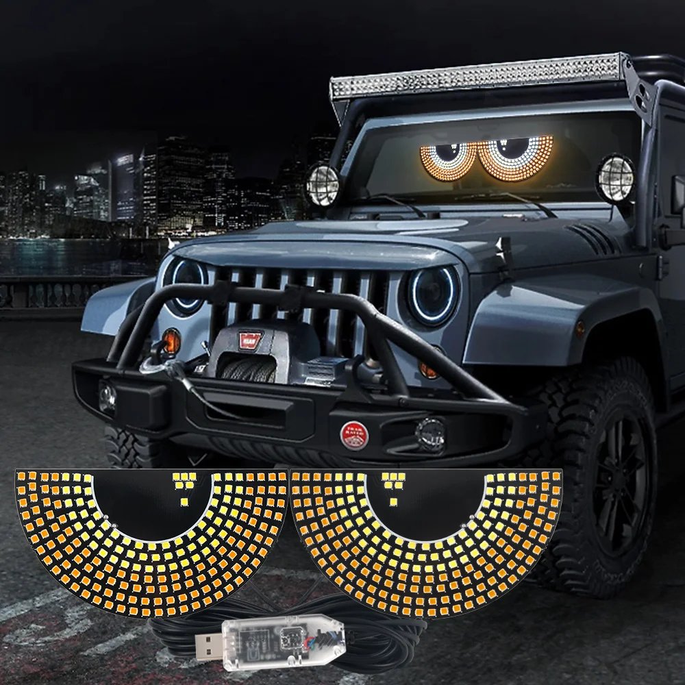 Auto Heckscheibe Ausdruck lichter LED Streifen Licht Panel Auto Windschutzscheibe Display Teufel Auge Dekorative Lampen USB Stecker Beleuchtung Image