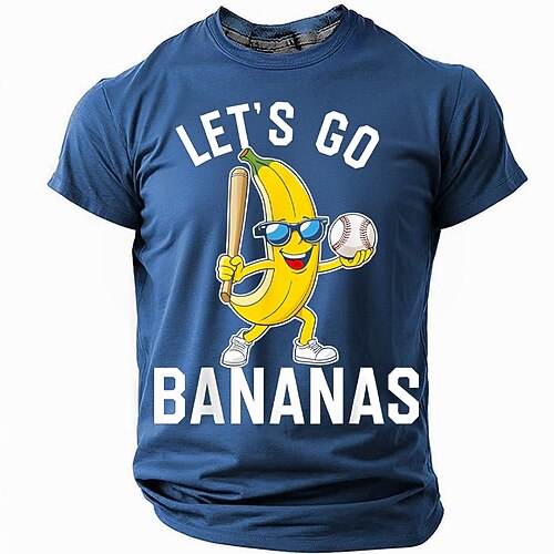 Männer Kurzarm Grafik T-Shirt 'LASST UNS BANANEN MACHEN' Lustiger Baseball Bananen Wortwitz Image