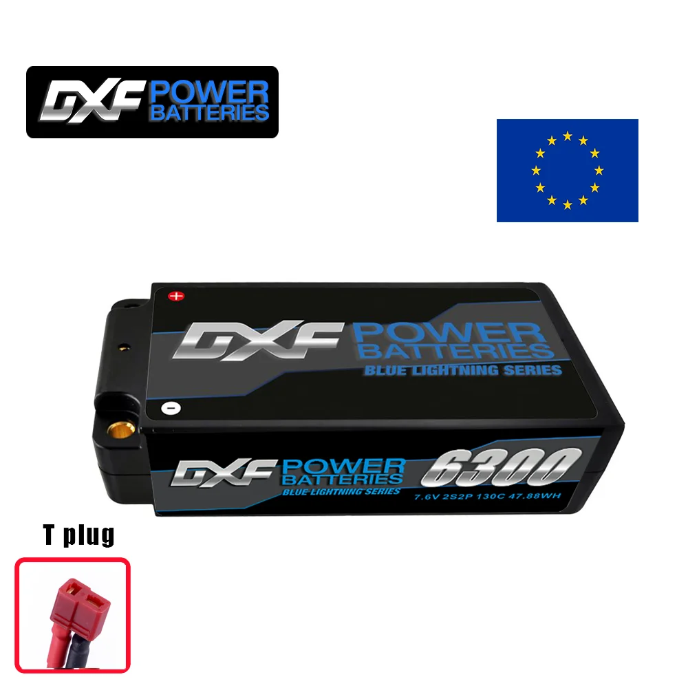 DXF 2S Shorty Lipo Akku 6300 mAh 7,6 V 130 C 5 mm Bullet T Plug Hardcase für 1/10 Buggy Truggy Auto LKW RACING Hubschrauber Image