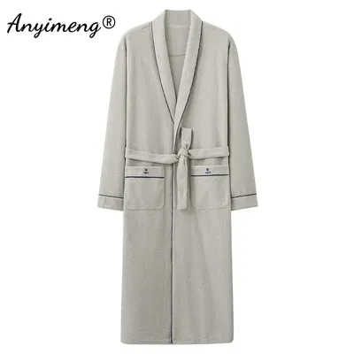 Bademantel Männer Kleid Robe Luxus Hause Dressing Kleid Langarm Herbst Winter Hause Mantel Mit Image