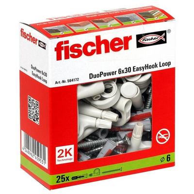 fischer Dübel mit Schrauben »EasyHook Loop - DuoPower 6x30 2K« 25 Stück grau Image