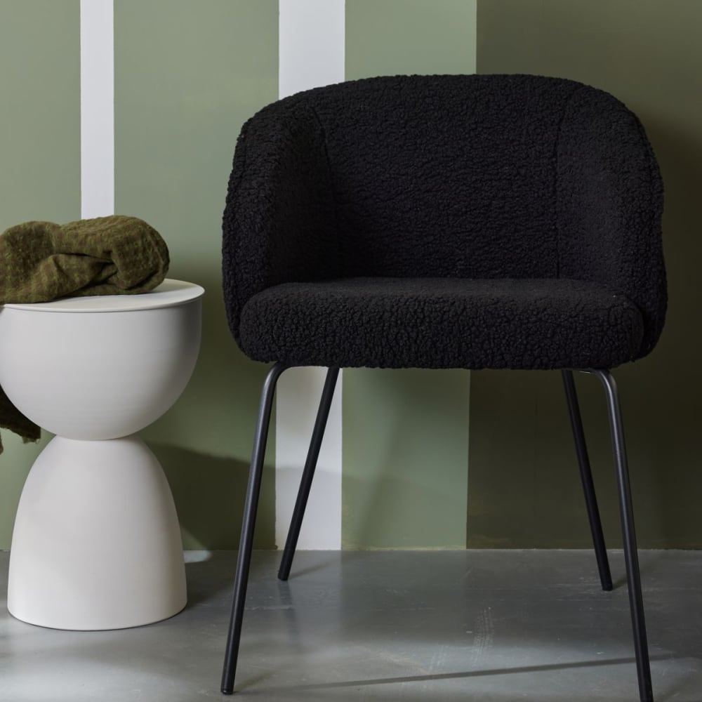 Fauteuil bouclette uni 55x62 cm Noir