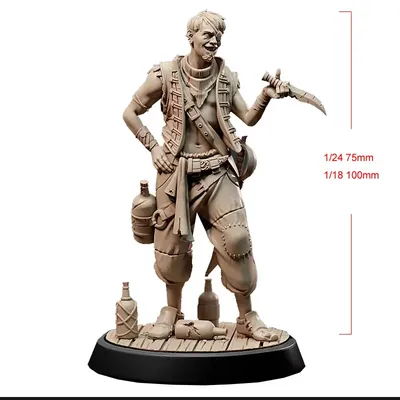 1/24 1/18 Resin Model Kits Pirate Gangster Unpainted No Color RW-605