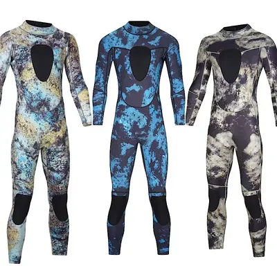 3MM Neoprene Camouflage One-piece Wetsuit Back Zipper Chest Knee Pads For Warmth Under Water Hunting