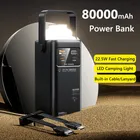 Powerbank portatile da 80000 mAh Batteria esterna esterna ad alta capacità Powerbank con lampada a LED per iPhone 16 Huawei Xiaomi Samsung