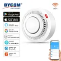 Tuya Smart WiFi Sensore di fumo Protezione antincendio Rilevatore di fumo 85dB Sistema di sicurezza sonora Vigili del fuoco Controllo APP Smartlife