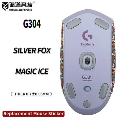 UnusualWaySports Mouse Foot Skates Feet Logitech G304 Cambered Surface PTFE Anti Collapse Magic Ice Silver Fox