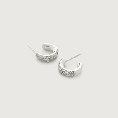 Sterling Silver Fiji Mini Diamond Huggie Earrings Diamond