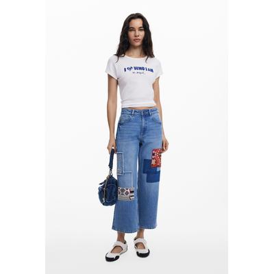 Straight jeans with patches