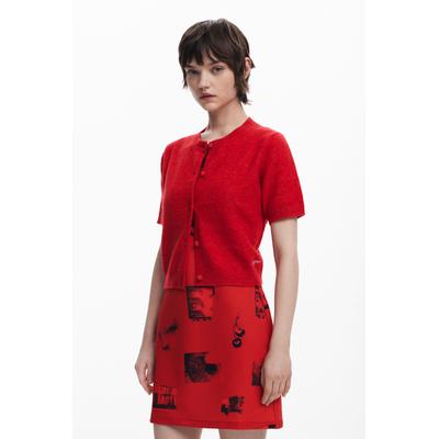 Short-sleeve button sweater