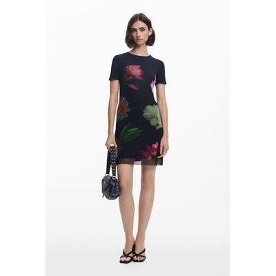 Short dress with combined flowers