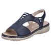 Sandale RIEKER, Damen, Gr. 42, blau (nachtblau), Lederimitat, casual, Schuhe, Sommerschuh, Sandalette, Schlupfschuh mit kontrastfarbener Ziernaht