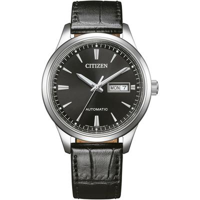 Automatikuhr CITIZEN "NY4058-79XC", schwarz, silberfarben, Armbanduhren, Herren, Armbanduhr, Herrenuhr, Mechanische Uhr, Lederarmband, analog, Tag Image