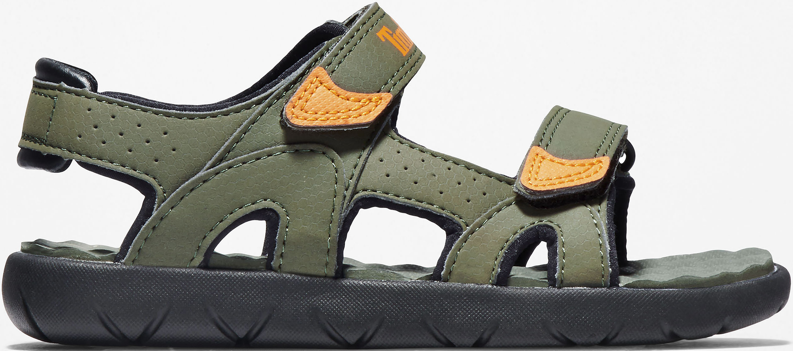 Sandale TIMBERLAND "PERKINS ROW BACKSTRAP SANDAL", Kinder, Gr. 28, grün (khaki), Synthetik, Schuhe Sandale, mit Klettverschluß