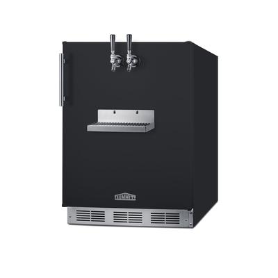 Summit SBC58BFRTPADA 24" Front Tap Kegerator Commercial Beer Dispenser w/ 2 Keg Capacity - Black, 115v