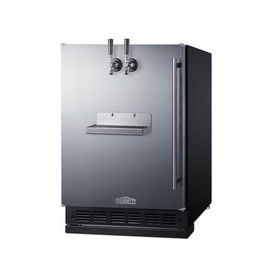 Summit SBC7BRSFRTPLHD 24" Front Tap Kegerator Commercial Beer Dispenser w/ 2 Keg Capacity - Stainless, 115v, Silver