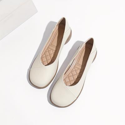 TEMU Women's Retro Soft Comfortable Low Heel Flats, White Office Work Shoes, , Stylish Work Shoes For Women