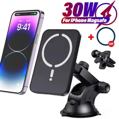 Magnetische Auto Drahtlose Ladegerät Sucker 30W Für Magsafe iPhone 12 13 14 15 16 Pro Max Air Vent Image