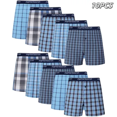 JupiterSecret 10 Stück Herren-Boxershorts, Frühling/Sommer, neu, 100 % Baumwolle, gewebt, Image