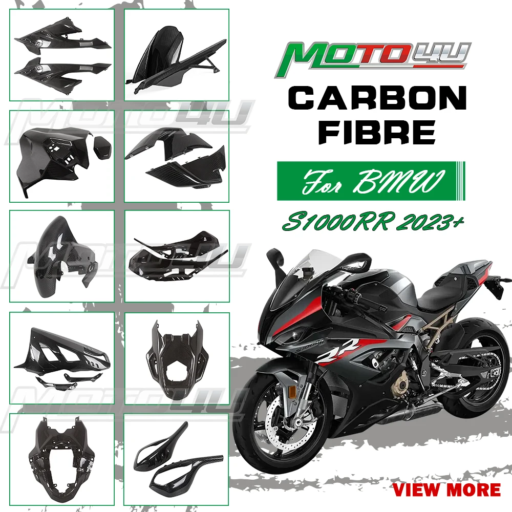 MOTO4U Für BMW S1000RR S1000 RR 2023 2024 2025 100% Carbon Fiber Motorrad Verkleidung Kit Kotflügel Vorne Rahmen Dekorative Schutz Image
