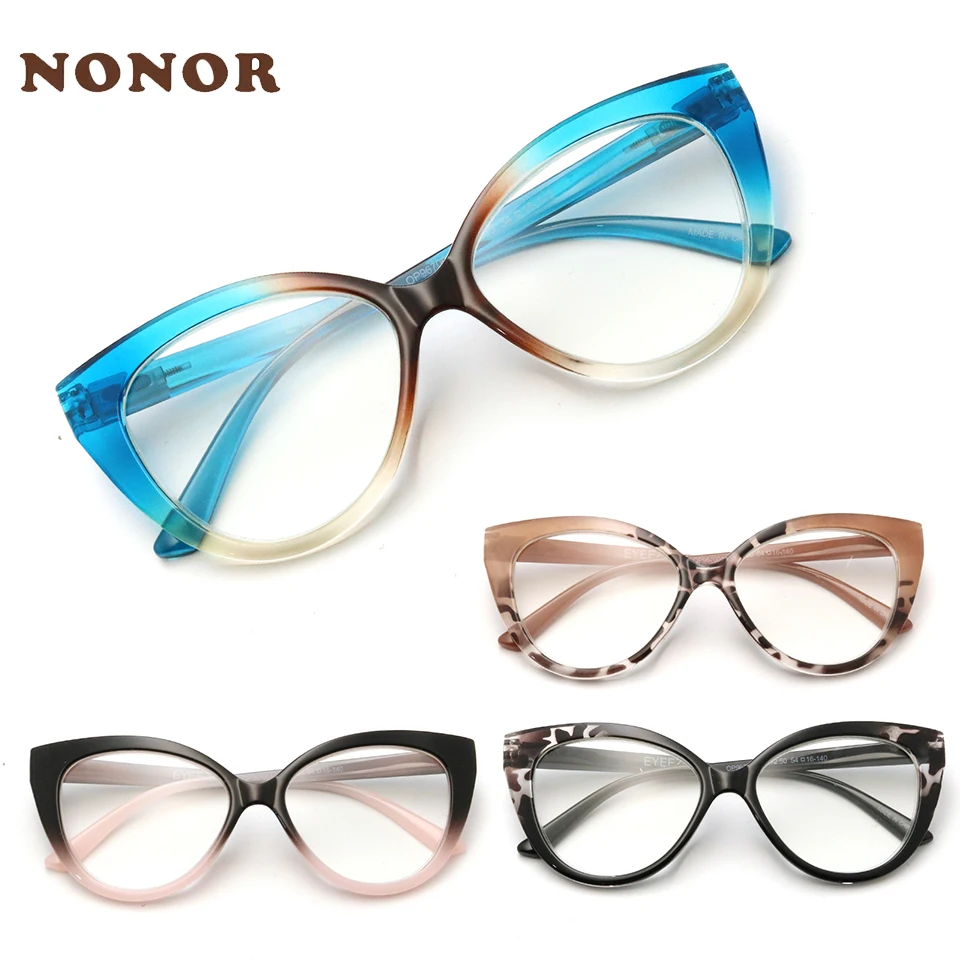 NOMOR Schicke Cat-Eye-Lesebrille mit blau lichtblockierenden Gläsern, Federscharnieren und anpassbaren Rahmen Image