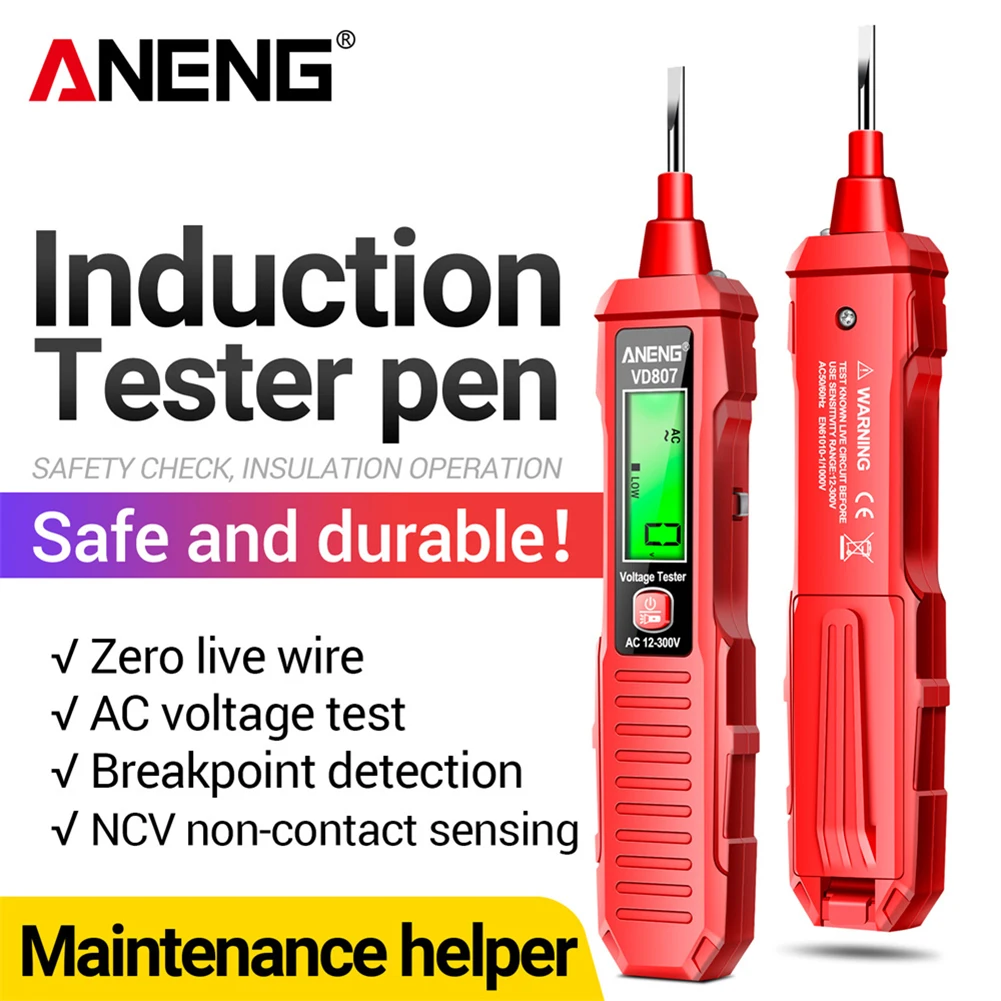VD807 Digital Circuit Tester Tool AC 12-300V Draht Breakpoint Finder 50/60Hz LCD-Display Sound Licht Alarm Null Feuer Draht Tester Image