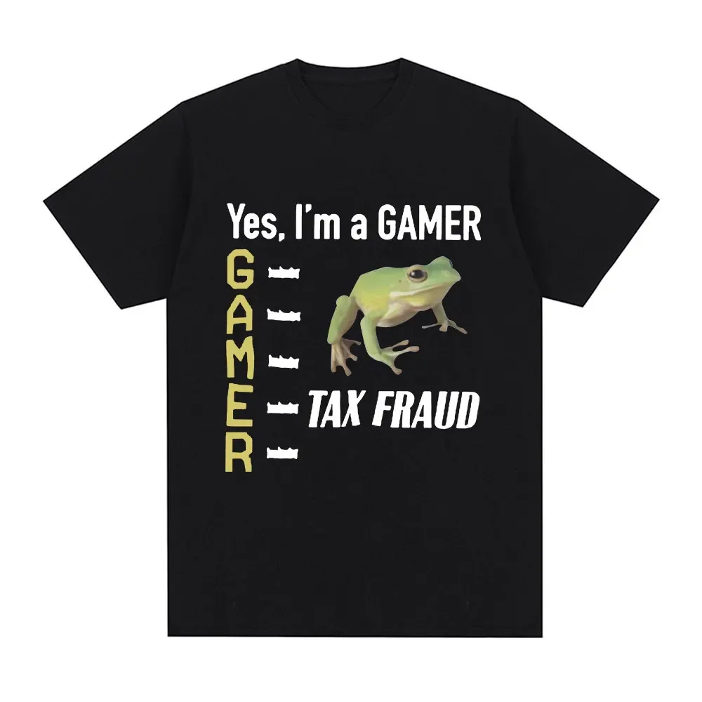 Tax Fraud Gamer Funny Frog Meme T Shirt Men Women Fashion Hip Hop Vintage T-shirt Casual Loose Short Sleeve T-shirts