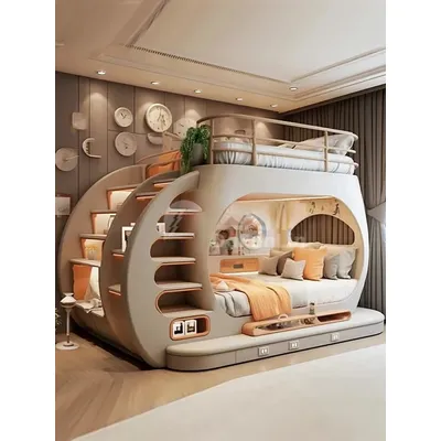 Teenagers Whole House Custom Furniture Tree House under the Bed Bunk Bed High and Low Personality Bed with Light Effect