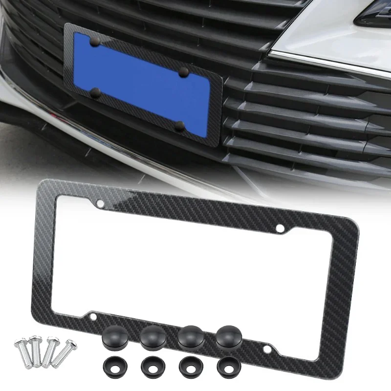 Neue 30*15cm universelle 1/2 stücke kennzeichen rahmen carbon muster kunststoff kennzeichen rahmen halterung mit standard schrauben kits Image