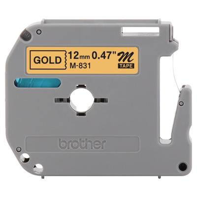 Brother M-831 Black-On-Gold Tape, 0.5