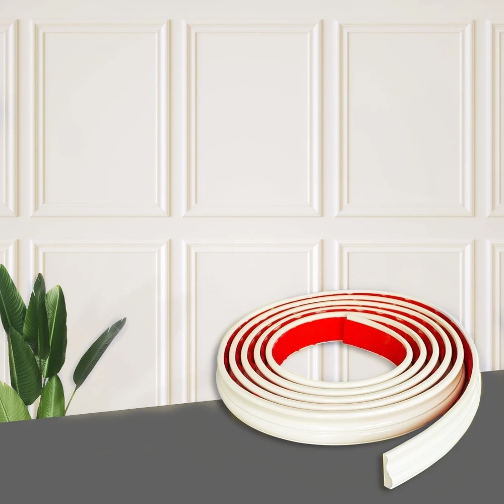 2 m weiche Wandverkleidungslinien, selbstklebende Sockel-Dekorstreifen, Backsplash-Fliesenkante, Antikollisions-Formlinie Image