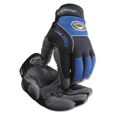 Caiman 2950 Synthetic Leather Padded Palm Grip Mechanics Gloves, X-Large, Black/Blue/Gray (607-2950-XL) 1 Pair