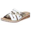 Pantolette RIEKER, Damen, Gr. 39, gold (weiß, goldfarben), Lederimitat, klassisch, Schuhe, Sommerschuh, Schlappen, Hausschuh, Keilabsatz, mit kleinem Gummizug