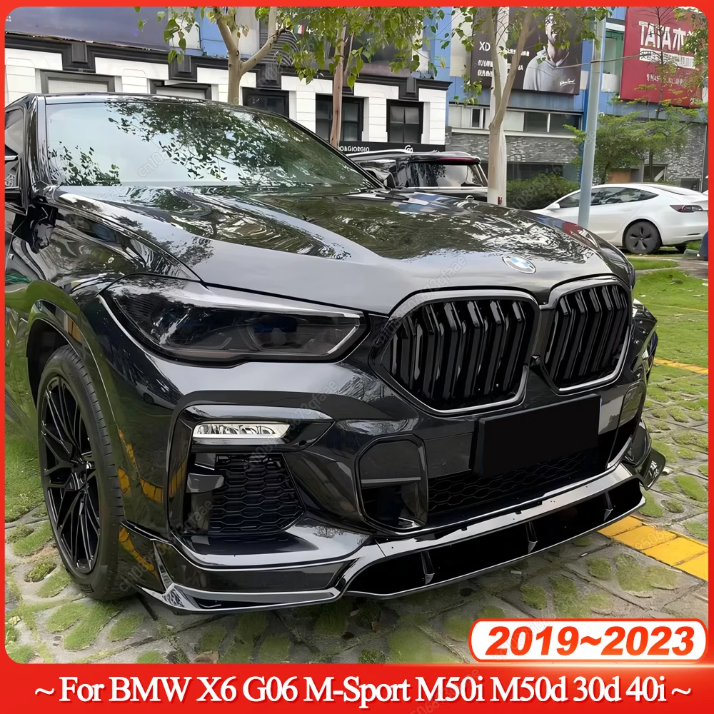Paraurti anteriore Spoiler Labbro Inferiore Splitter Lama Proteggi Per BMW X6 G06 M-Sport M50i M50d 30d 40i M-Sport 2019-2023 Bodykits Tuning
