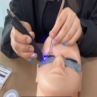 Multifunctional Ultraviolet Eyelash Extension Tweezers Makeup Stainless Steel 3D accurate Clip Eyelash UV Glue Curing Lamp