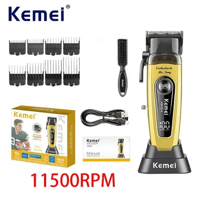 Kemei Professional Brushless Motor Hair Clippers 11500RPM Cordless Barber Electric Hair Trimmer