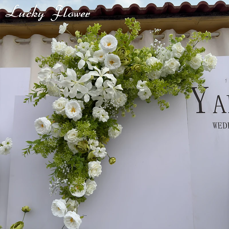 White Green Flowers Wedding Decoration Artificial Flowers Floral Backdrop Arrangement Hang Flower Row Road Lead Flower Ball