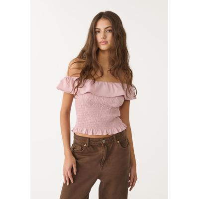 Stradivarius Ruffled T-shirt Pastel pink S