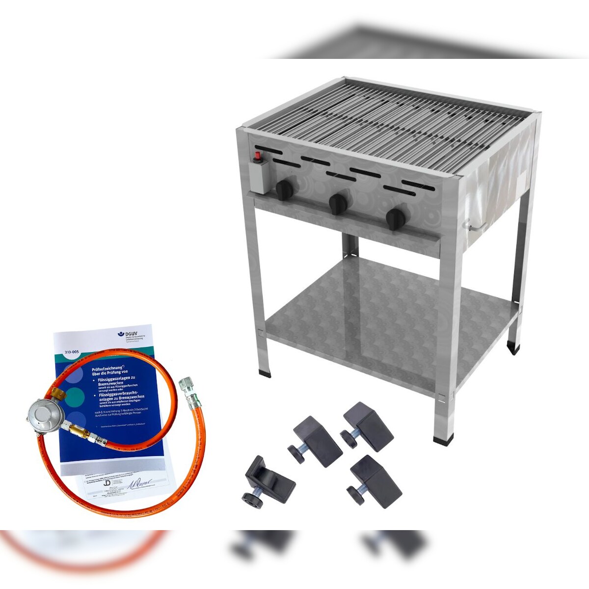 ChattenGlut Gasbräter 3-flammig 13,5kW Standgerät Rost mit DGUV Image