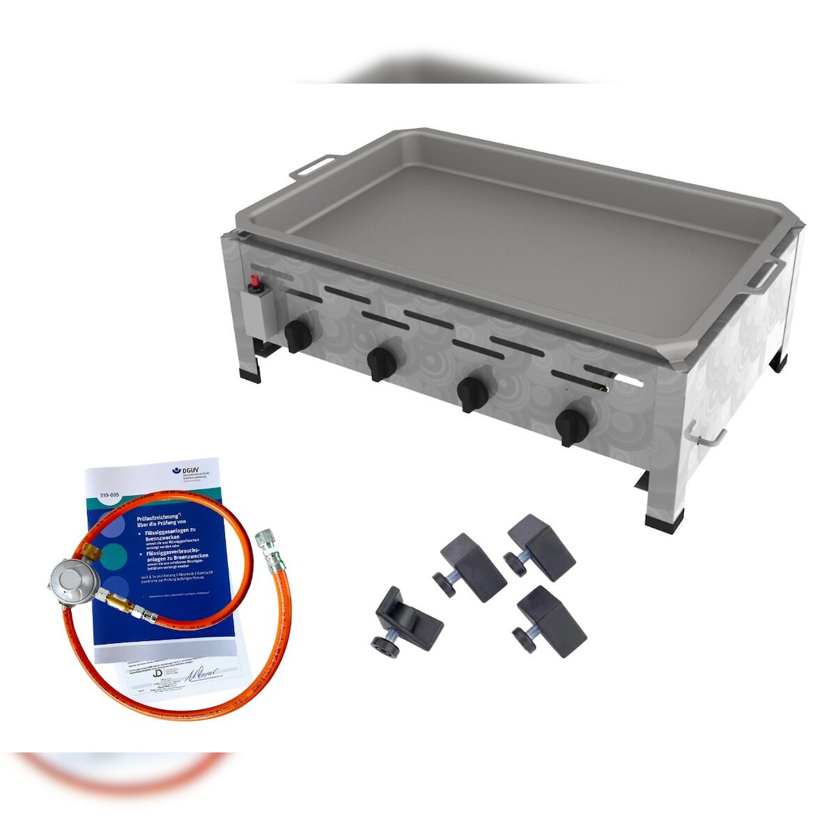 ChattenGlut Gasbräter 4-flammig 14,7kW Tischgerät Stahlpfanne mit DGUV Image