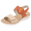 Keilsandalette REMONTE, Damen, Gr. 41, orange (orange, hellbeige), Leder, Lederimitat, klassisch, Schuhe, Sommerschuh, Riemchensandale, praktische Klettverschlüsse
