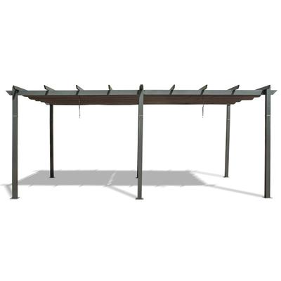 Domi Outdoor Pergola with Retractable Canopy and Aluminum Frame
