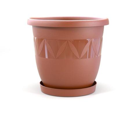 Plastard - Blumentopf 35 cm Durchmesser mit Untersetzer in Terrakotta Image