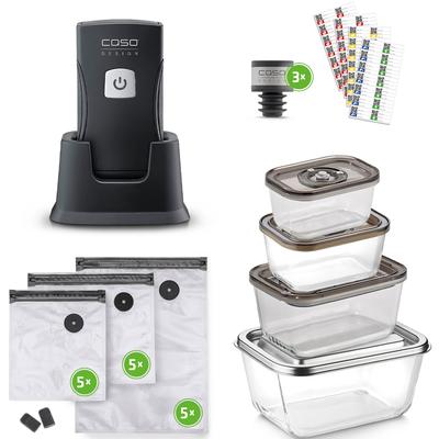 CASO Vakuumierer "1336 Vacu OneTouch Pro Set", schwarz, B:13,5cm H:19cm T:11,5cm, Vakuumierer