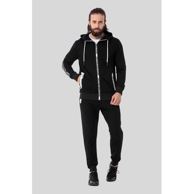 Trainingsanzug CIPO & BAXX "HOMEWEAR", Herren, Gr. L, schwarz, 80% Baumwolle;15% Polyester;5% Elasthan, bedruckt, Sportanzüge, mit Allover-Musterung