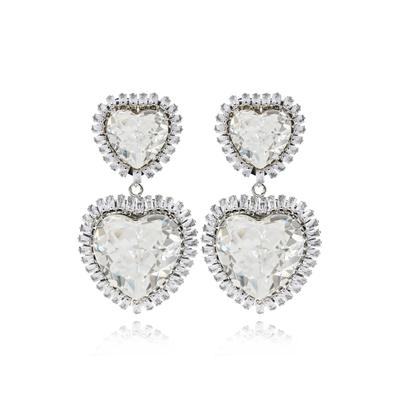 Paar Ohrclips FILIPPA FIRENZE "Amore per sempre", silber (silberfarben), Ohrringe, Damen, Stahl, Glamour Statement-Ohrclips mit geschliffenen Kristallen Image