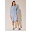 Sommerkleid CECIL, Damen, Gr. M (40), US-Größen, chambray forever blau, Stoff, 100% Leinen, gestreift, casual, comfort fit knieumspielend, V-Ausschnitt, 3/4-Ärmel Bündchen, Kleider, aus Leinen