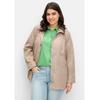 Parka SHEEGO "Große Größen", Damen, Gr. 44, beige (beigefarben), Obermaterial: 100% Polyester, unifarben, casual, figurumspielend normal, Langarm, Jacken, mit silberfarbenen Kontrastdetails